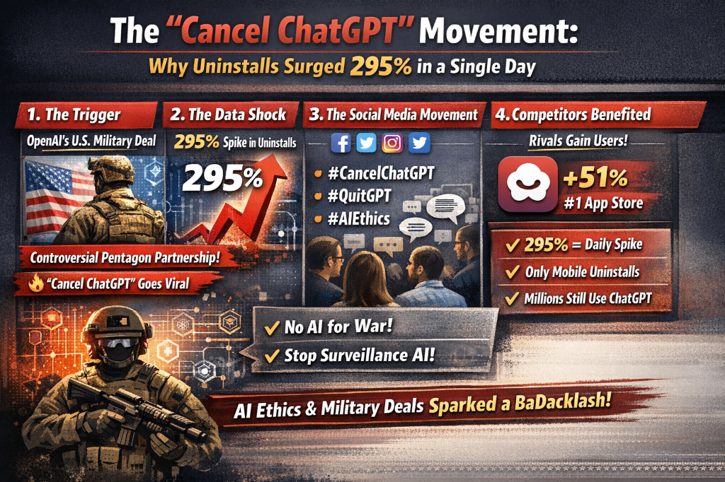 The "Cancel ChatGPT" Movement: Why Uninstalls Surged 295% in a Single Day